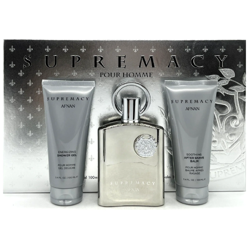 Afnan Supremacy Silver Pour Homme Gift Set (EDP 100ml + SG 150ml + ASB 150ml)